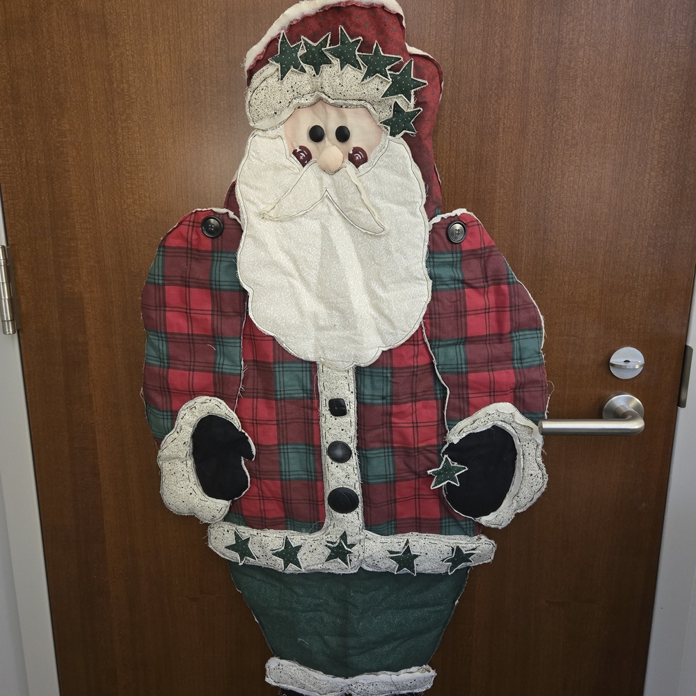 Plaid Santa Door Hanging Decor